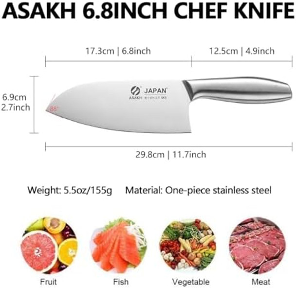 6.8Inch Japanese Chef Knife One-Piece Ultra Sharp Kitchen Knivesnon-Slip Stainless Steel Knives With Ergonomic Handleultra-Lightweight Cooking Knifechef s For Women