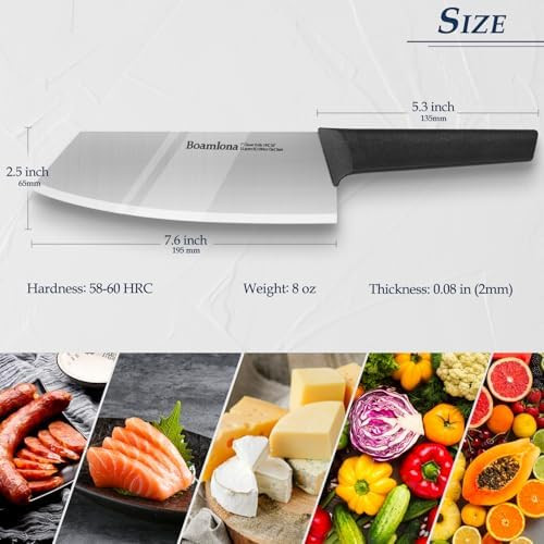 7.6 In. Professional Kitchen Knife Sharp 9Cr18Mov High Carbon Steel Clever Knives Lightweight And Anti-Slip Suitable For Cutting Vegetables Meat And Fruits In Daily Use Box Included