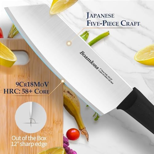 7.6 In. Professional Kitchen Knife Sharp 9Cr18Mov High Carbon Steel Clever Knives Lightweight And Anti-Slip Suitable For Cutting Vegetables Meat And Fruits In Daily Use Box Included