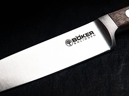Boker Heritage 3.5 Inch Paring Kitchen Knife Flat Cut Forged Stainless Steel Classic Design Made In Germany (Black Pom)