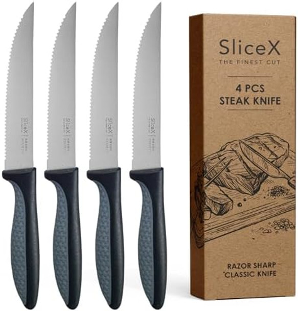 Steak Knives - 5 Inches Steak Knives Set Of 4 Razor Sharp Stainless Steel Steak Knife Set For Steak Serrated Steak Knives For Kitchen Quality Steak Knifes