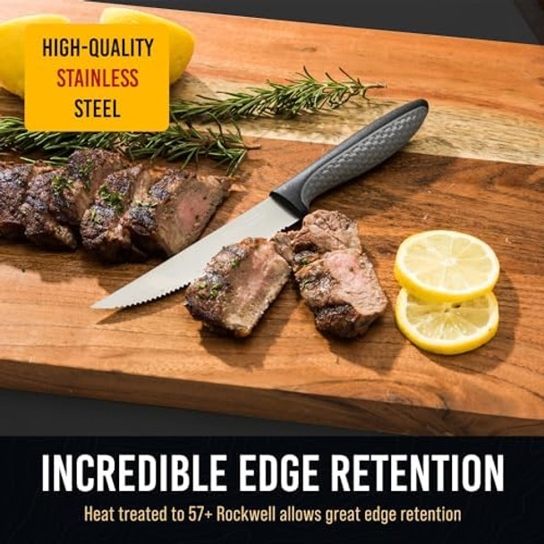 Steak Knives - 5 Inches Steak Knives Set Of 4 Razor Sharp Stainless Steel Steak Knife Set For Steak Serrated Steak Knives For Kitchen Quality Steak Knifes