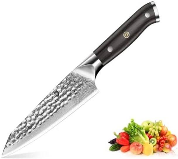 Paring Knife Damascus Utility Knife 5 Inch Japanese Vg10 Steel Core Ultra Sharp Peeling Knife With Ebony Handle Hand Made With Box Holiday s