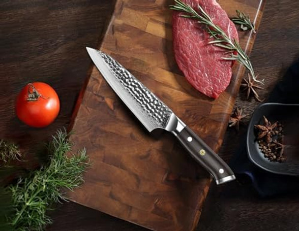 Paring Knife Damascus Utility Knife 5 Inch Japanese Vg10 Steel Core Ultra Sharp Peeling Knife With Ebony Handle Hand Made With Box Holiday s