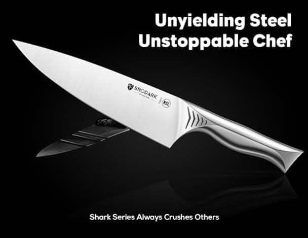 Kitchen Knife Set With Block - 15-Piece Knife Block Set With Built-In Sharpener - High Carbon Stainless Steel Kitchen Knives Set For Kitchen - Shark Series