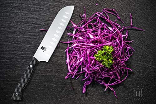 Brooklyn Knife Co. Santoku Knife - Carbon Fiber Series - Japanese Aus-08 Hc Super Steel -Sheath 7-Inch