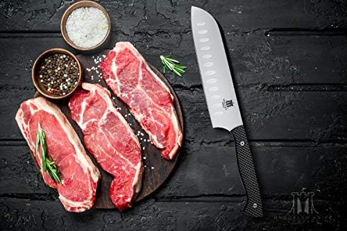 Brooklyn Knife Co. Santoku Knife - Carbon Fiber Series - Japanese Aus-08 Hc Super Steel -Sheath 7-Inch