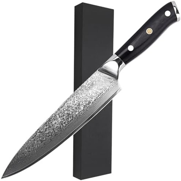 8 Inch Japanese Steel Damascus Kitchen Knife Professional Sharp High Carbon Kitchen Utility Knife