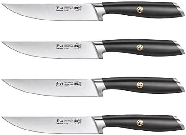 Cangshan L Series 4-Piece Fine-Edge Steak Knife Set Forged German Steel Black 1026931