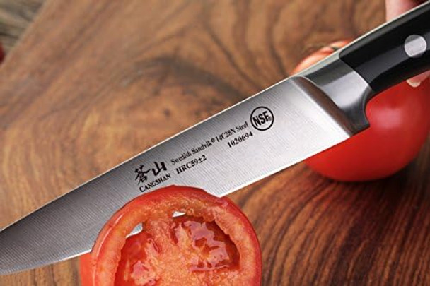 Cangshan Ts Series 1020700 Swedish 14C28N Steel Forged 5-Inch Utility Knife And Wood Sheath Set