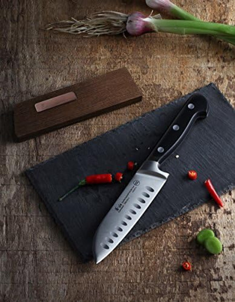 Cangshan Tv2 Series 1022988 Swedish 14C28N Steel Forged 5-Inch Santoku Knife And Wood Sheath Set