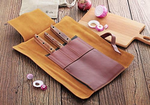 Cangshan W Series 59953 4-Piece Leather Roll Knife Set
