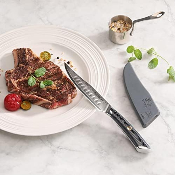 Cangshan Naka Series 503121 X-7 Steel Forged 5-Inch Fine-Edge Steak Knife With Sheath