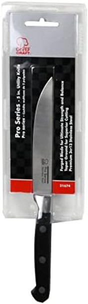 Chef Craft 21674 1-Piece Pro Series Stainless Steel Utility Knife 4 1/2-Inch Blade Black