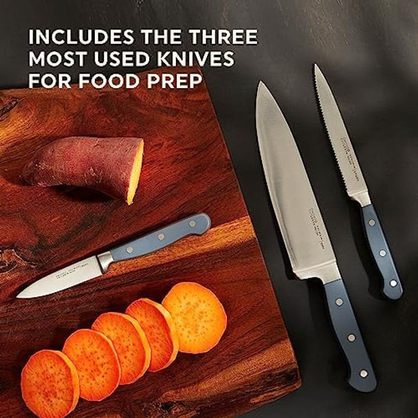 Chicago Cutlery Halsted (3-Pc) Cutlery & Wooden Block Set Ergonomic Handles And Sharp Stainless Steel Professional Chef Cutlery Set Chicago Cutlery Halsted (3-Pc) Cutlery & Wooden Block Set Ergonomic Handles And Sharp Stainless Steel Professional Chef Cutlery Set