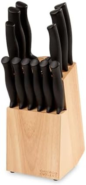 Chicago Cutlery Belmont (13-Pc) Kitchen Knife Block Set With Steak Knives And Wooden Block Polymer Ergonomic Handles And Sharp Stainless Steel Professional Chef Knife Set