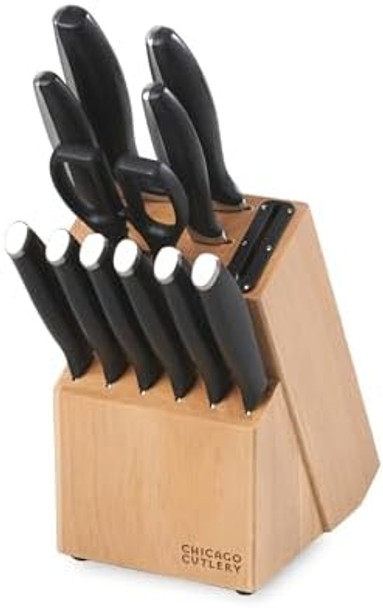 Chicago Cutlery Avondale (12-Pc) Built-In Sharpener Kitchen Knife Block Set With Steak Knives Ergonomic Handles And Sharp Stainless Steel Professional Chef Knife Set