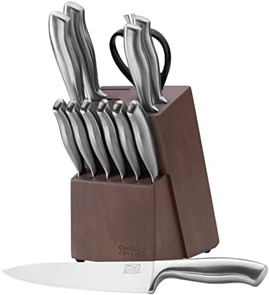 Chicago Cutlery Insignia (13-Pc) Kitchen Knife Block Set With Wooden Block Contoured Handles And Sharp Stainless Steel Professional Chef Knife Set & Scissors Chicago Cutlery Insignia (13-Pc) Kitchen Knife Block Set With Wooden Block Contoured Handles And Sharp Stainless Steel Professional Chef Knife Set & Scissors