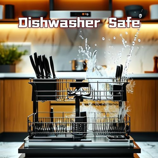 Knife Set 14 Pieces Kitchen Knife Set With Block High Carbon Stainless Steel Knife Block Set Dishwasher Safe Cutlery Black