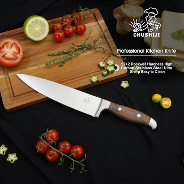 Chef Knife 8 Inch Japanese Professional Chef Knife High Carbon Stainless Steel Razor Sharp Chefs Kitchen Knife Vegetable Chopping Knife For Cooking With Full-Tang Handle Walnut Chef Knife 8 Inch Japanese Professional Chef Knife High Carbon Stainless Steel Razor Sharp Chefs Kitchen Knife Vegetable Chopping Knife For Cooking With Full-Tang Handle Walnut