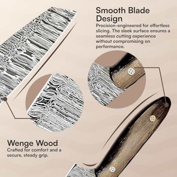 Coldland 6 Inch Chef Knife - Damascus Chef Knife Ultra-Sharp Cutting Core With Ergonomic Wenge Wood Handle Full Tang Design For Slicing Chopping And Dicing Effortless Precision In Every Cut