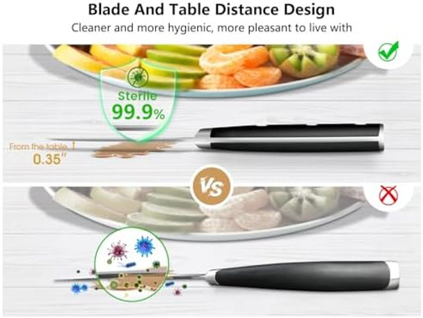 Paring Knife 3.75 Inch Fruit Knives Small Kitchen Knife Ultra Sharp German Stainless Steel Vegetable Knives Damascus Pattern Full Tang Handle Design Elegant Black Ideal For