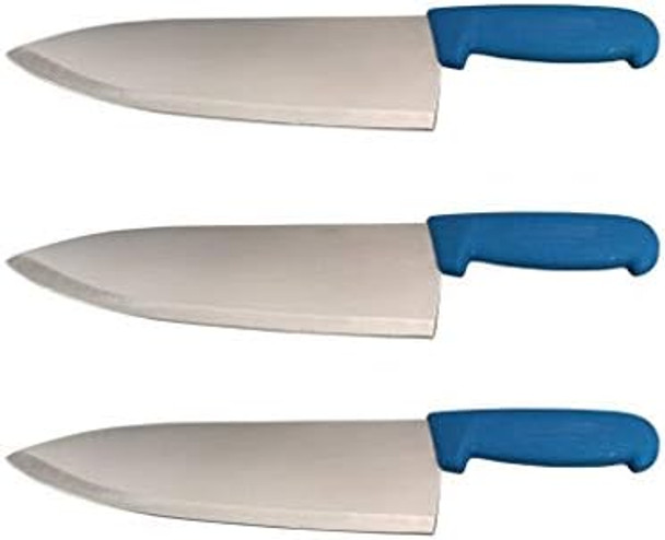 Set Of 3-10” Chef Knives Cook French Stainless Steel (Blue)
