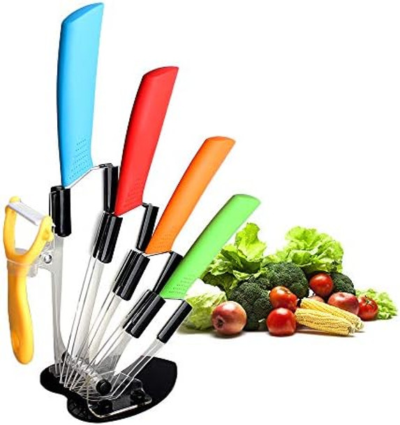Ceramic Knife Setfive Piece 6" Chef Knife 5" Utility Knife 4" Fruit Knife 3" Paring Knife 1'' Vegetable Fruit Peeler Rust Proof And Stain Resistant Kitchen Chef Knife Sharp Set (Colorful)