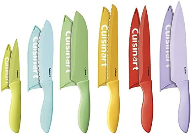 Cuisinart 12-Piece Kitchen Knife Set Advantage Color Collection With Blade Guards Multicolored C55-12Pcer1