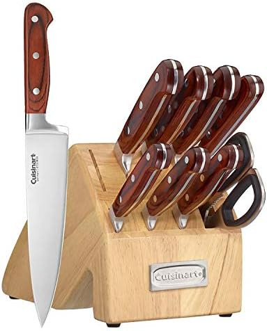 Cuisinart Block Knife Set 15Pc Cutlery Knife Set With Steel Blades For Precise Cutting Lightweight Stainless Steel Durable & Dishwasher Safe C99Ss-15P