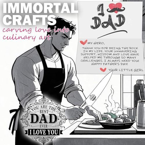 Best Dad Ever Engraved Chef Knife Birthday s - Fathers Day Knife s For Dad From Son Daughter Wife - Best Dad s Kitchen Gadgets - 8 Inch Pro Kitchen Knives With Custom Sheath Box & Card