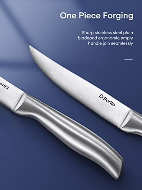 D.Perlla Steak Knives Micro Serrated Steak Knife Set Of 8 High Carbon Stainless Steel Steak Knives Set Elegant Sharp Kitchen Steak Knife Set Silver