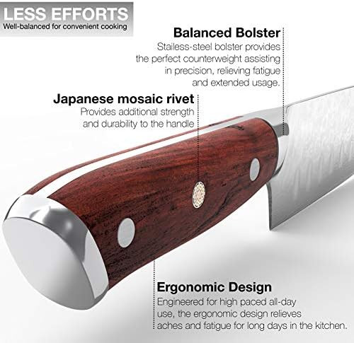 Damascus Santoku Knife - Bunka Bocho 7" Japanese Vg10 67 Layer Stainless Steel Kitchen Granton Edge Professional And Home - Carving Fillet Chef'S Knives Ergonomic G10 Wood Handle