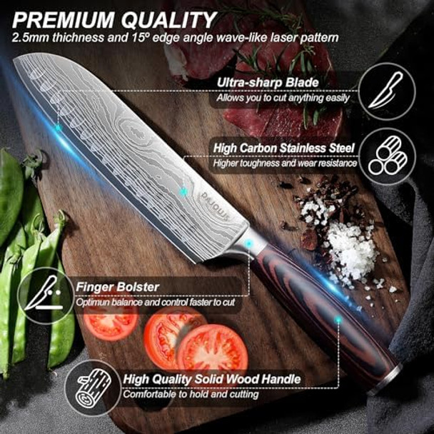 Kitchen Knife Set With Block - 6 Pcs Chef Knife Block Set 5 Pcs High - Carbon Stainless Steel Razor - Sharp Knives With A Magnetic Knife Block Holder Versatile And Professional Kitchen Knives Set