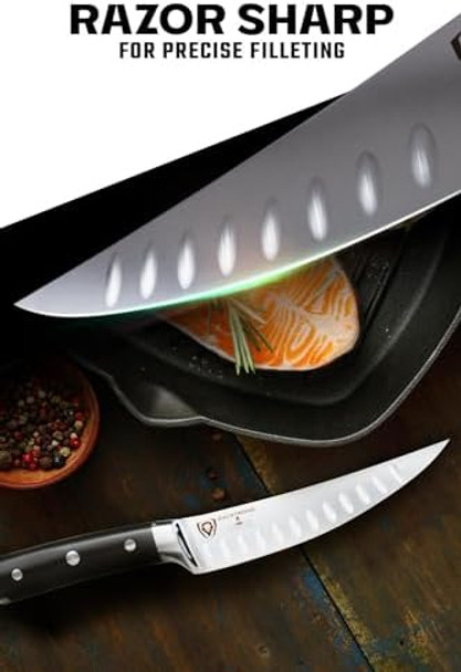 Dalstrong Fillet Knife - 6 Inch - Gladiator Series Elite - High Carbon German Steel - Black G10 Handle - Sheath Included - Razor Sharp Kitchen Knife - Boning Knife - Nsf