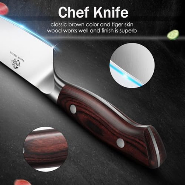 Ddf Iohef Chef Knife 8 Inch And Fillet Knife 7 Inch Fishing Knife Full Tang Ergonomic Handle Japanese Stainless Steel