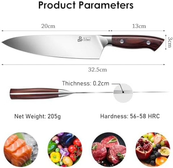 Ddf Iohef Chef Knife 8 Inch And Fillet Knife 7 Inch Fishing Knife Full Tang Ergonomic Handle Japanese Stainless Steel Ddf Iohef Chef Knife 8 Inch And Fillet Knife 7 Inch Fishing Knife Full Tang Ergonomic Handle Japanese Stainless Steel