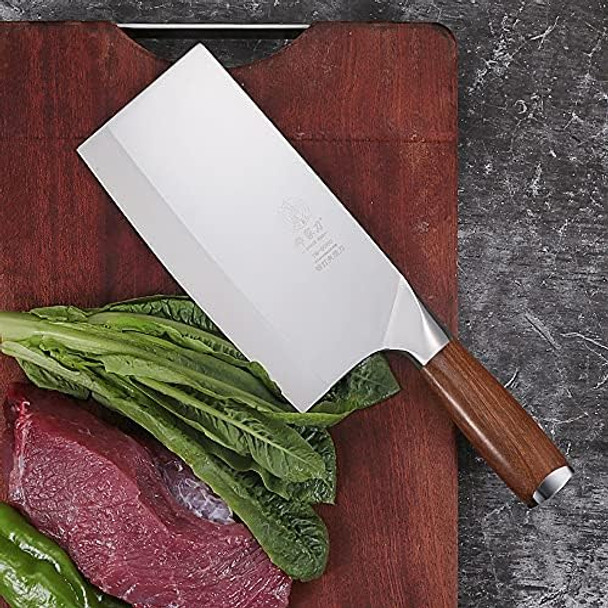 Dengjia Chef Knife 7 Inch Chinese Chef'S Knife 9Cr18Mov Laminated Stainless Steel Meat Cleaver With Ergonomic Handle