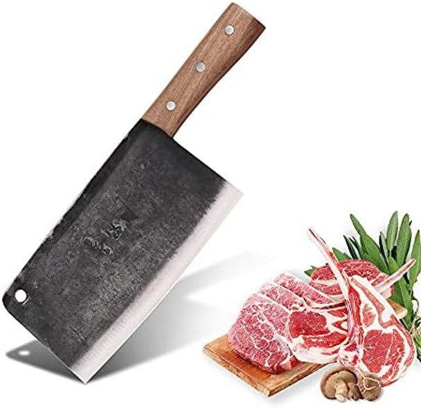 Dengjia Meat Cleaver - 7.7 Inch Cleaver Knife - High Carbon Steel Butcher Knife With Full Tang Handle Chopper Knife For Home Kitchen And Restaurant Dengjia Meat Cleaver - 7.7 Inch Cleaver Knife - High Carbon Steel Butcher Knife With Full Tang Handle Chopper Knife For Home Kitchen And Restaurant
