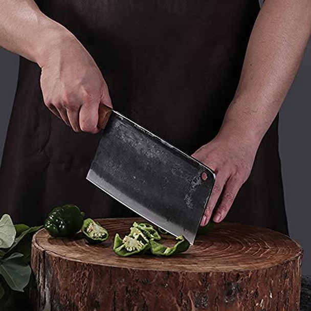 Dengjia Meat Cleaver - 7.7 Inch Cleaver Knife - High Carbon Steel Butcher Knife With Full Tang Handle Chopper Knife For Home Kitchen And Restaurant Dengjia Meat Cleaver - 7.7 Inch Cleaver Knife - High Carbon Steel Butcher Knife With Full Tang Handle Chopper Knife For Home Kitchen And Restaurant