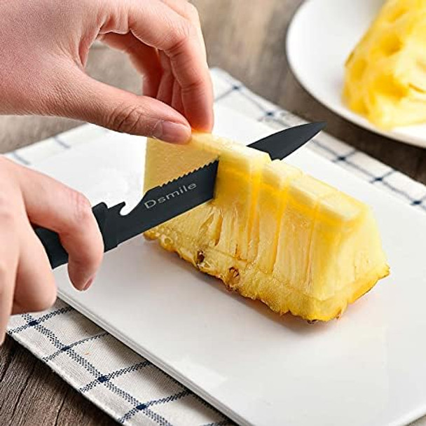 Dsmile 4 Pcs Kitchen Knife Setblack Stainless Steel Knives With Knife Coversnon-Stick Coated Stainless Steel Blades For Cuttingslicing & Dicing