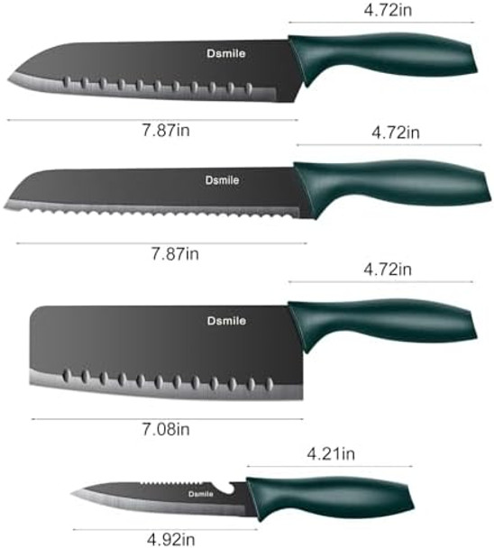 Dsmile 4 Pcs Kitchen Knife Setblack Stainless Steel Knives With Knife Coversnon-Stick Coated Stainless Steel Blades For Cuttingslicing & Dicing Dsmile 4 Pcs Kitchen Knife Setblack Stainless Steel Knives With Knife Coversnon-Stick Coated Stainless Steel Blades For Cuttingslicing & Dicing
