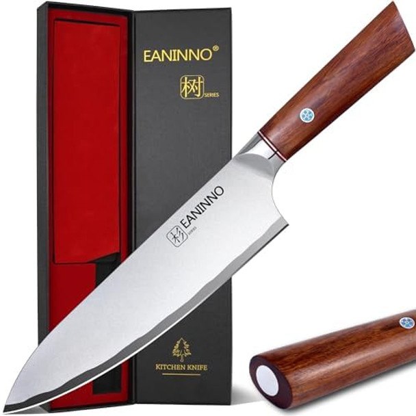 Chef Knife Japanese 8 Inch Kitchen Knife Professional High Carbon Steel 10Cr15Mov Forged Sharp Cutting Chefs Knifes For Meat Vegetable With Bubinga Handle