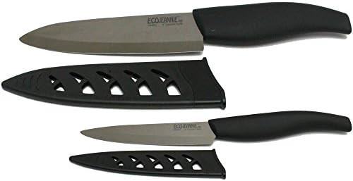 Cks001 2-Piece Set: Premium Coffee Color Ceramic Knives - 6 Inch Chef'S Knife & 4 Inch Paring Knife With Protective Covers
