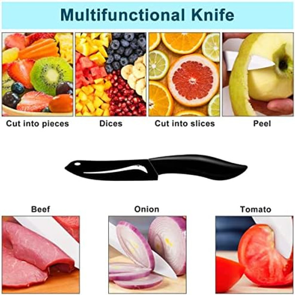 Paring Knife Large Handle And Super Sharp Ceramic Knife Blade Of 4 Inchrust Proof Stain Resistantabs Handle(Black).