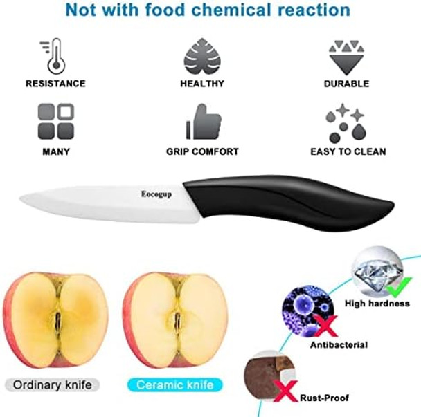 Paring Knife Large Handle And Super Sharp Ceramic Knife Blade Of 4 Inchrust Proof Stain Resistantabs Handle(Black).