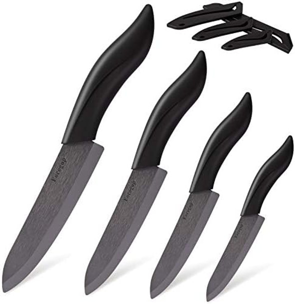 Updated Version Ceramic Knife Set 4-Piece Color With Sheaths (Includes 3" Paring Knife 4" Fruit Knife 5" Utility Knife 6" Chef Knife) For Home Kitchen(Multicolour)