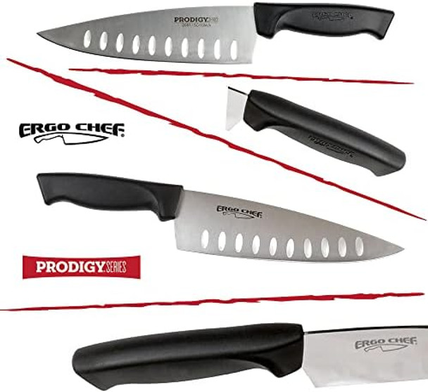 Ergo Chef Prodigy Series 8-Inch Chef'S Knife - High Carbon Stainless Steel Blade With Hollow Grounds - Ergonomic Non-Slip Handle Black Ergo Chef Prodigy Series 8-Inch Chef'S Knife - High Carbon Stainless Steel Blade With Hollow Grounds - Ergonomic Non-Slip Handle Black
