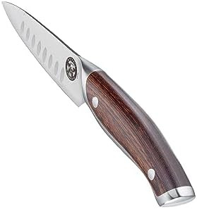 Ergo Chef Guy Fieri Knuckle Sandwich 4-Inch Paring Knife 8041 Premium 7Cr17Mov Stainless Steel Blade Hollow Ground Blade Custom Style Tip Ergonomic Pakkawood Handle