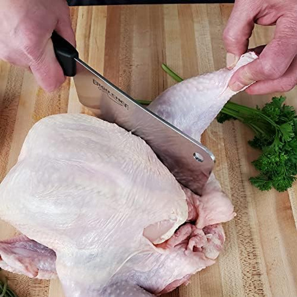Ergo Chef Prodigy Series 7-Inch Heavy Duty Meat Cleaver - High Carbon Stainless Steel Butcher Knife With Ergonomic Non-Slip Handle For Chopping Meat & Bones